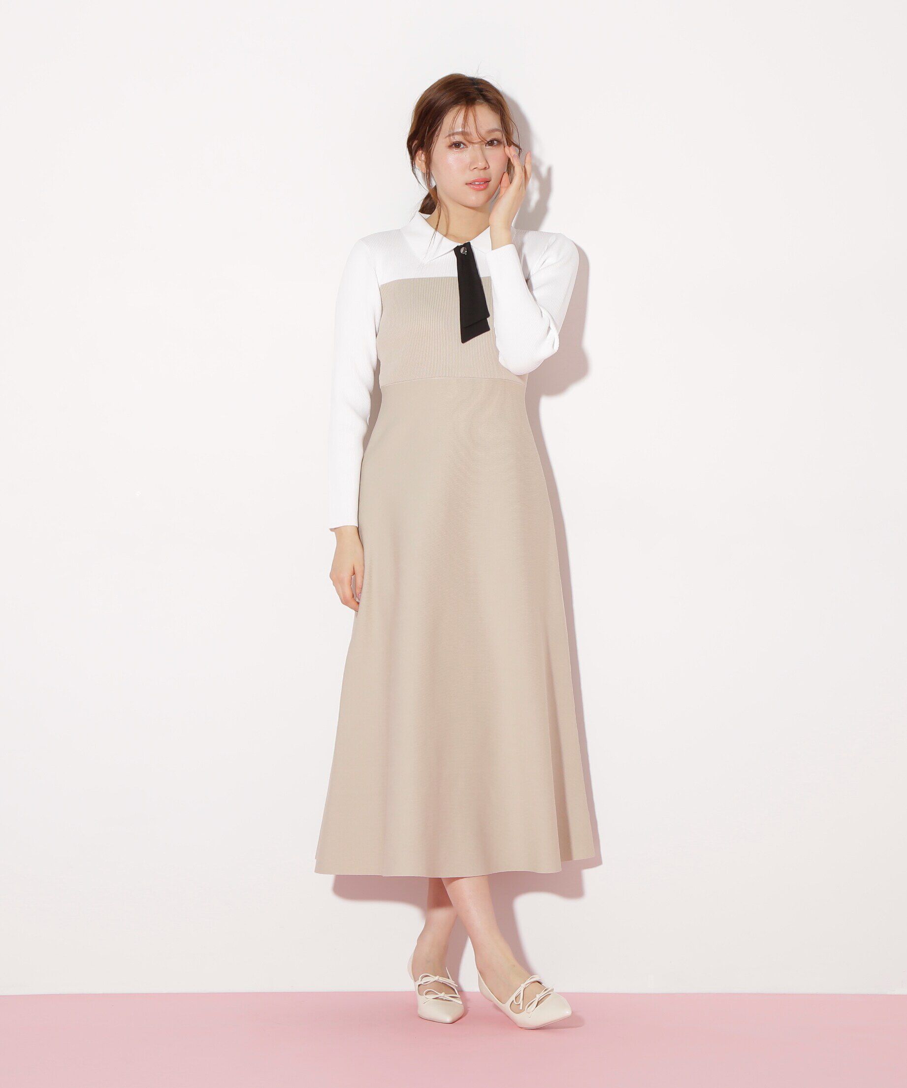  「2wayタイ付ソウバリフレアワンピース」|ワンピース|