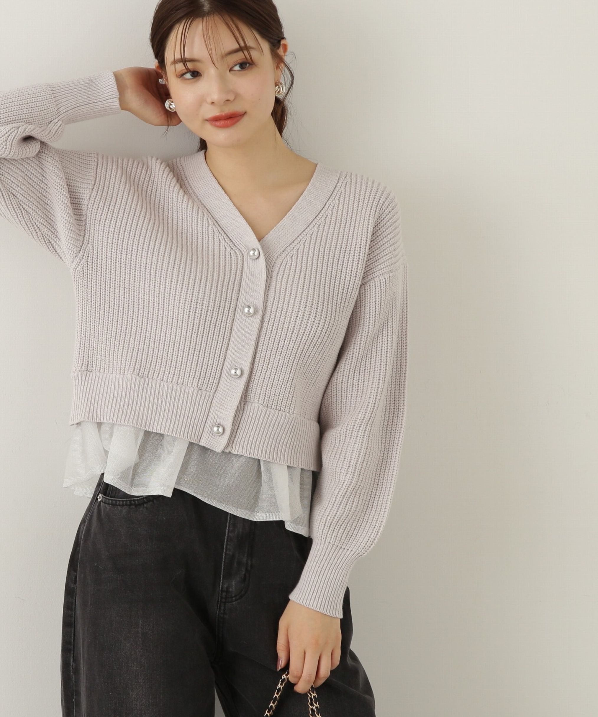 PROPORTION BODY DRESSING「レイヤード風ペプラムニット　24AW」|ニット・セーター|