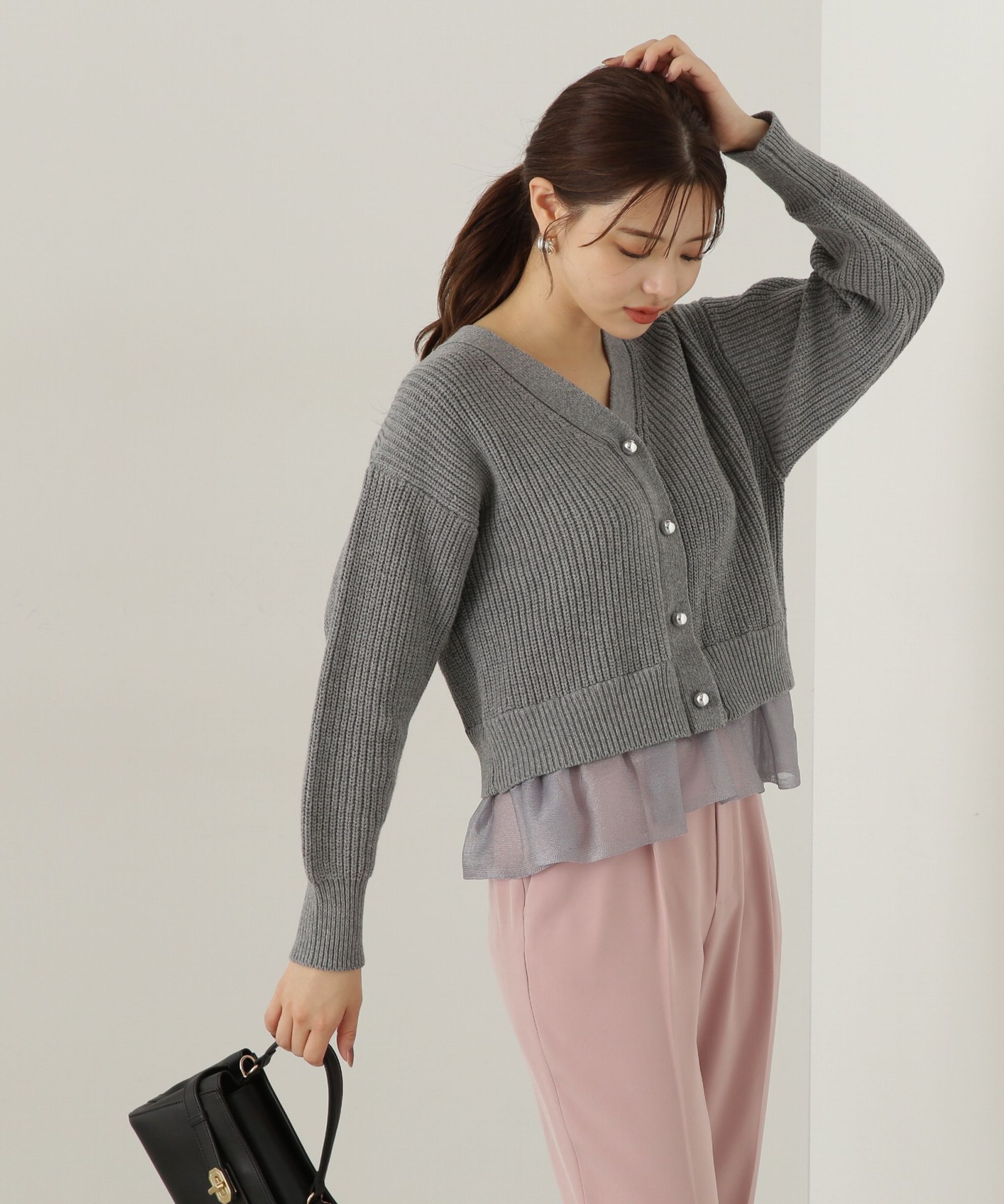 PROPORTION BODY DRESSING「レイヤード風ペプラムニット　24AW」|ニット・セーター|