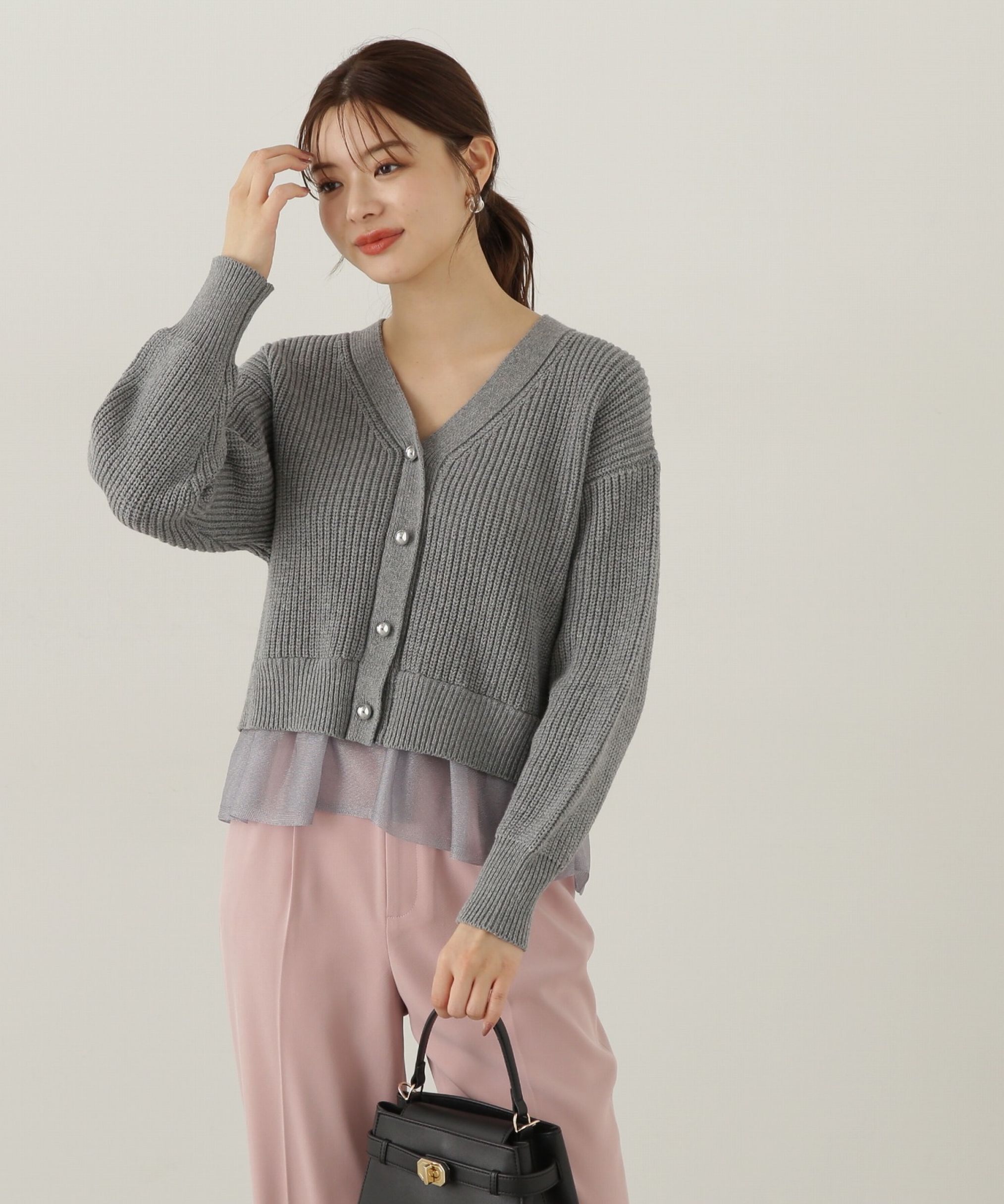 PROPORTION BODY DRESSING「レイヤード風ペプラムニット　24AW」|ニット・セーター|