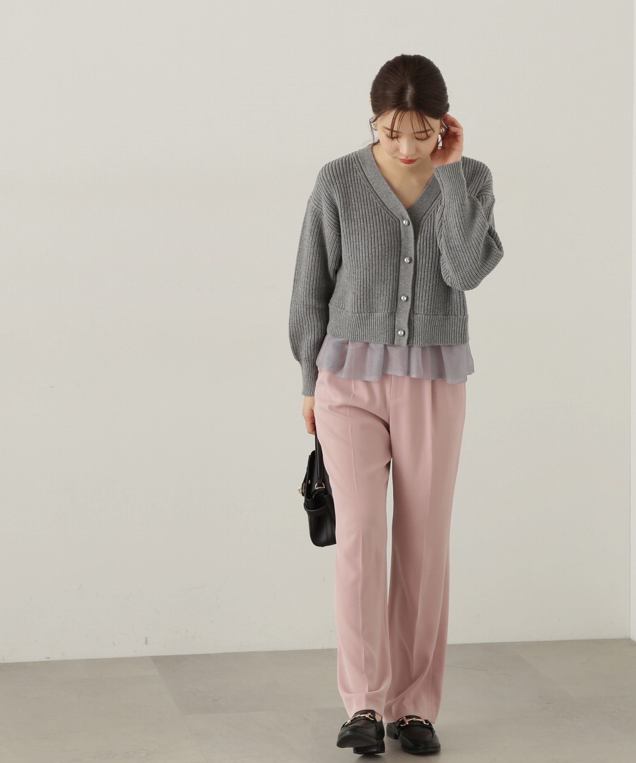PROPORTION BODY DRESSING「レイヤード風ペプラムニット　24AW」|ニット・セーター|