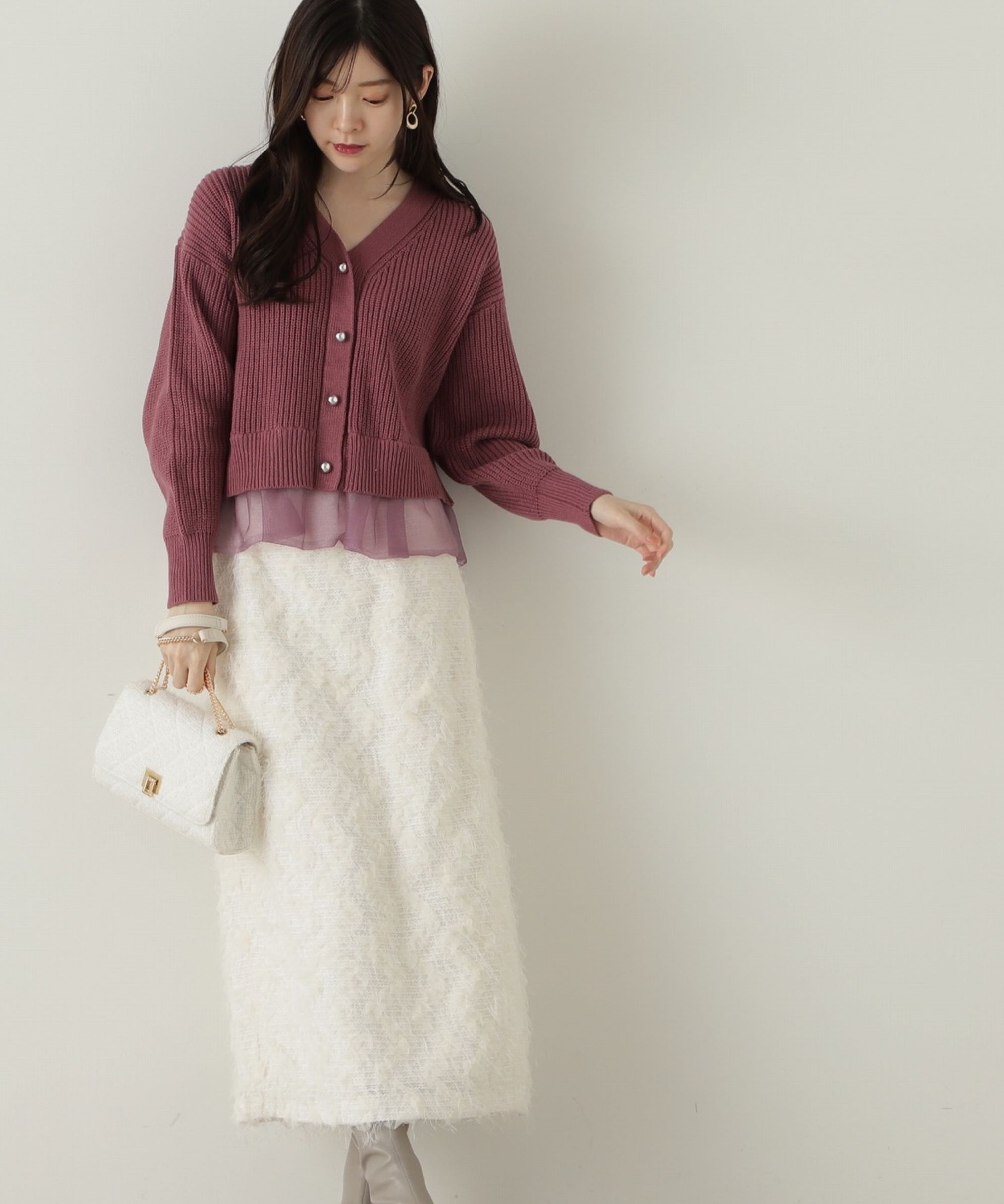 PROPORTION BODY DRESSING「レイヤード風ペプラムニット　24AW」|ニット・セーター|