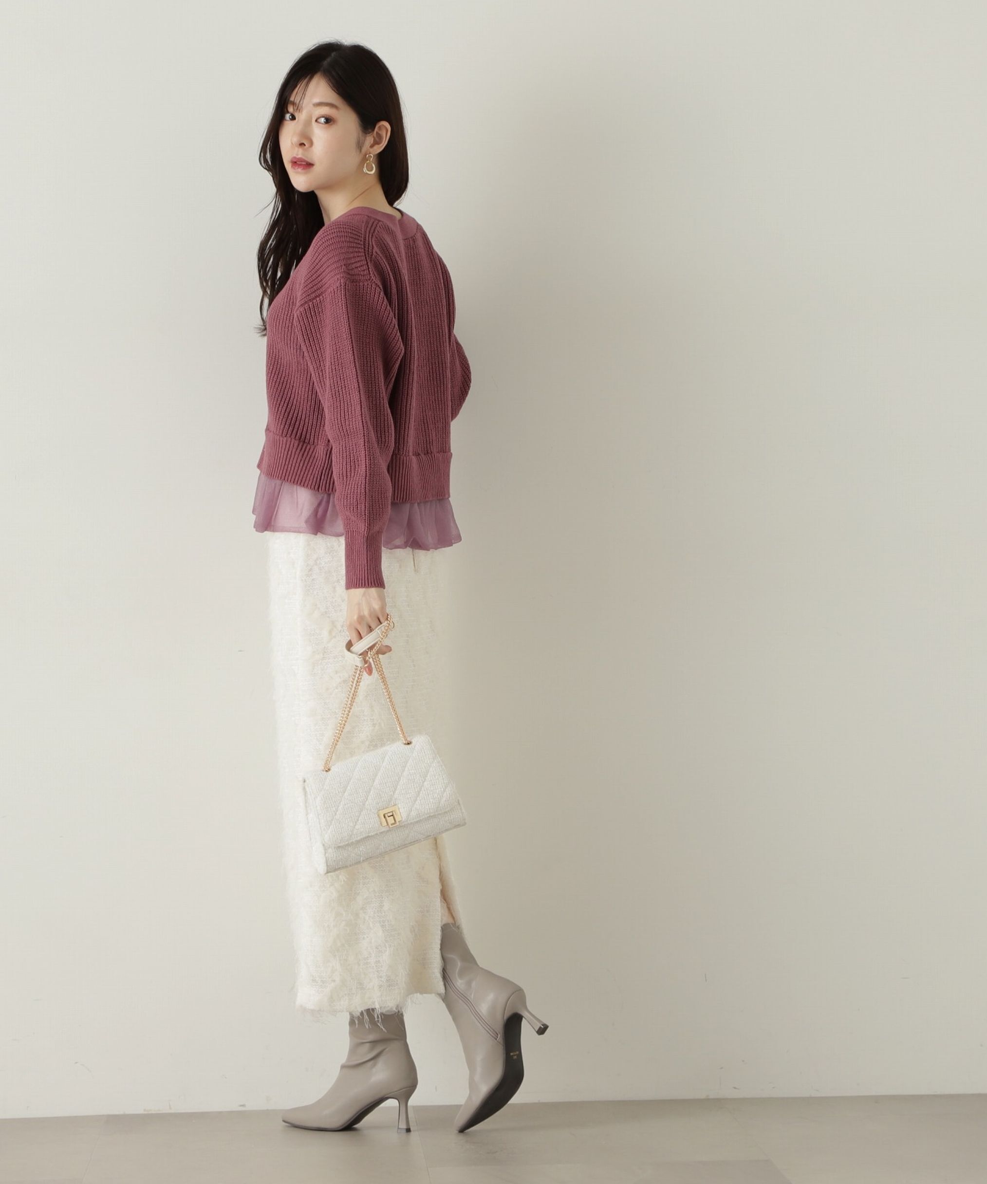 PROPORTION BODY DRESSING「レイヤード風ペプラムニット　24AW」|ニット・セーター|