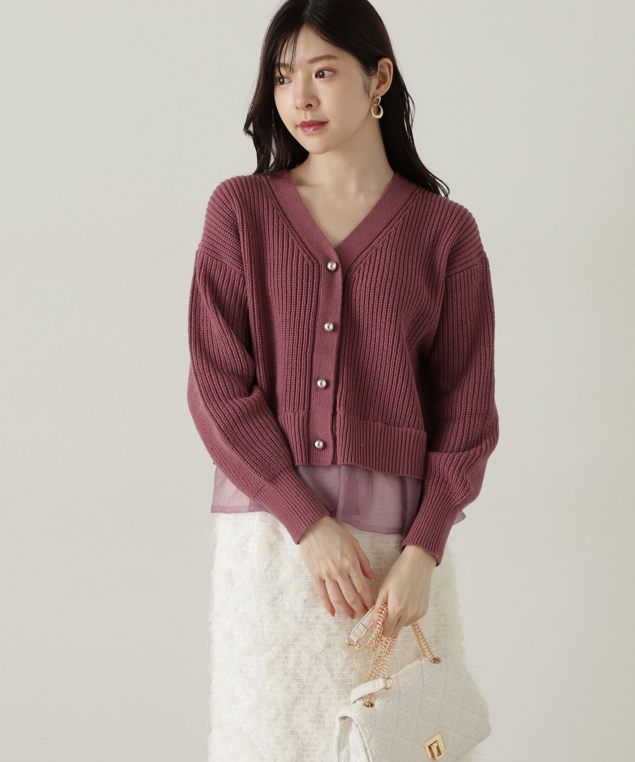 PROPORTION BODY DRESSING「レイヤード風ペプラムニット　24AW」|ニット・セーター|