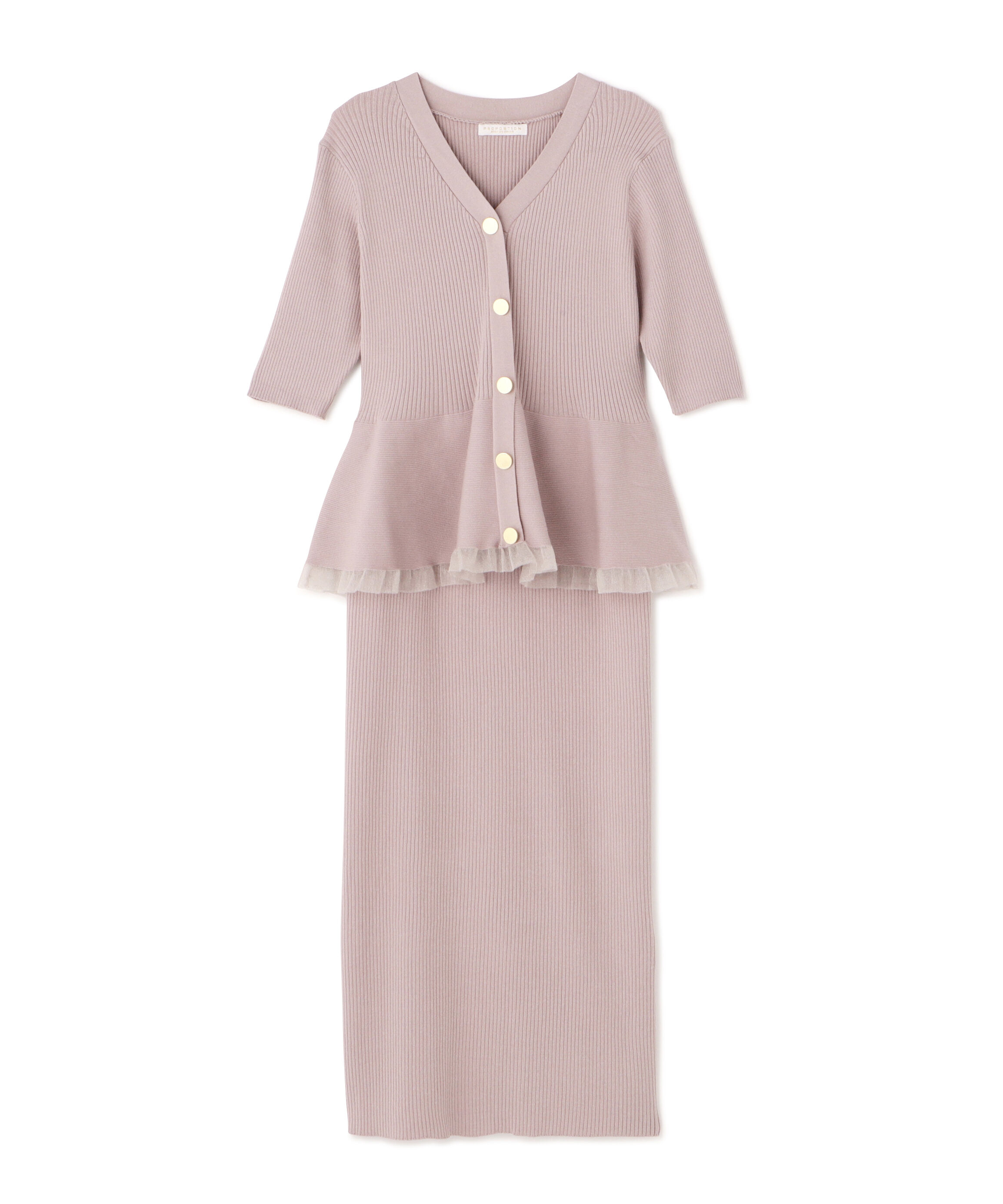 PROPORTION BODY DRESSING「裾シアーペプラムニットセットアップ」|ワンピース|