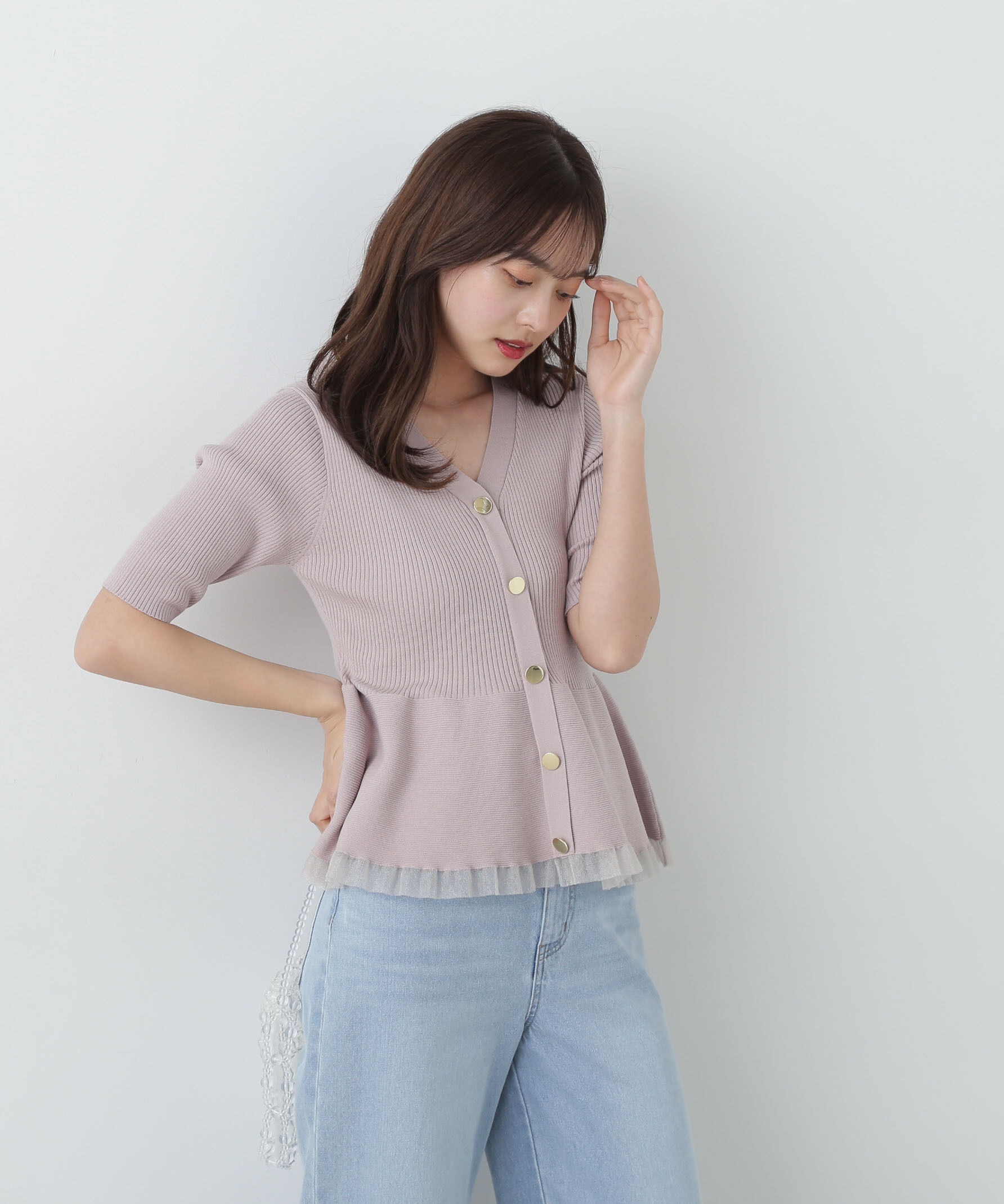 PROPORTION BODY DRESSING「裾シアーペプラムニットセットアップ」|ワンピース|