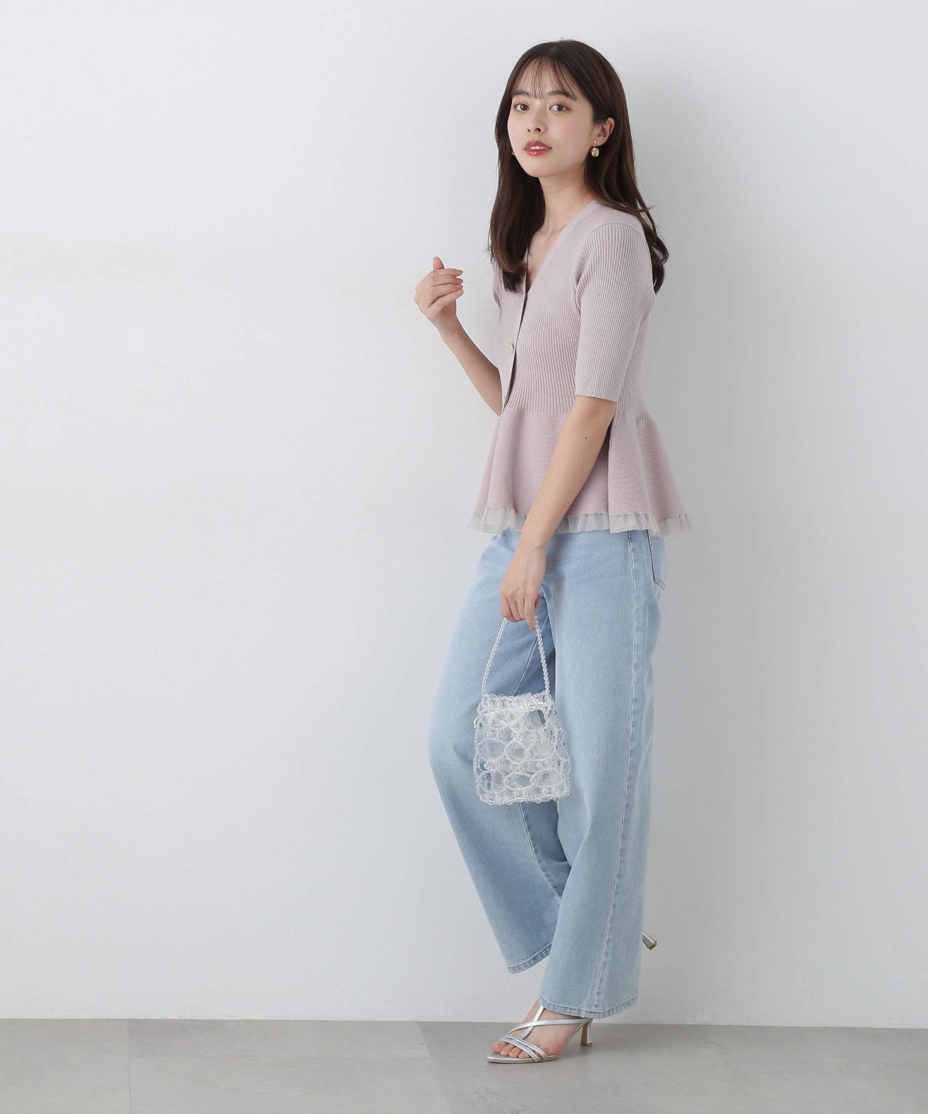 PROPORTION BODY DRESSING「裾シアーペプラムニットセットアップ」|ワンピース|