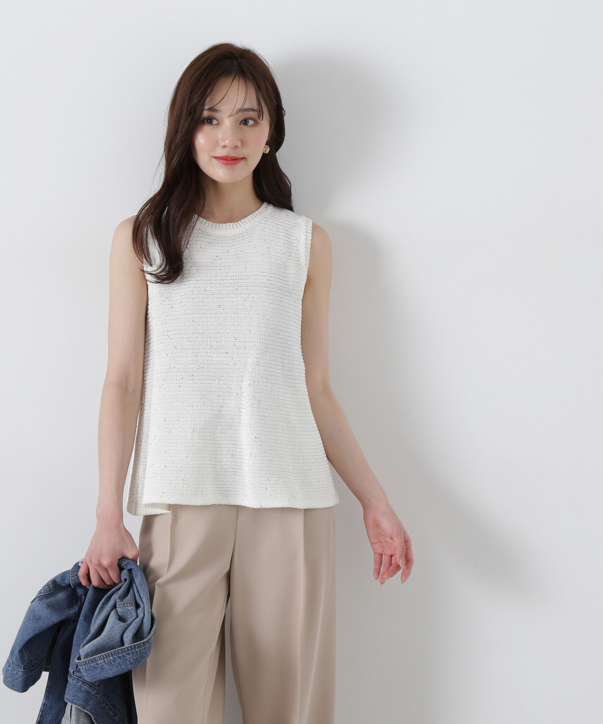 PROPORTION BODY DRESSING「スパンコールノースリニット」|ニット・セーター|