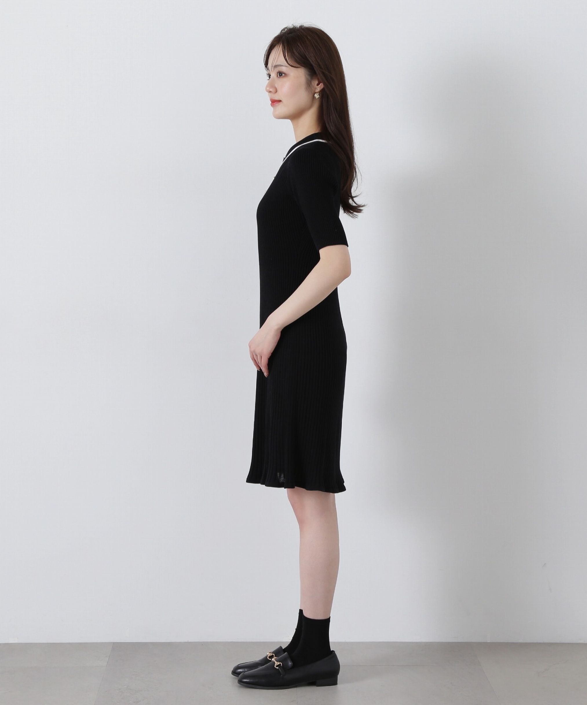 PROPORTION BODY DRESSING「ポロ襟リブミニニットワンピース」|ワンピース|