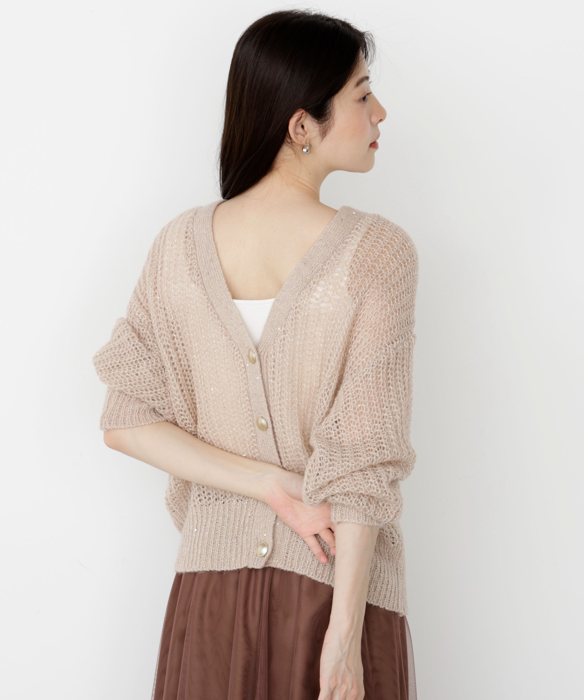 PROPORTION BODY DRESSING「スパンコール透かし編み2wayカーディガン 25AW」|カーディガン|