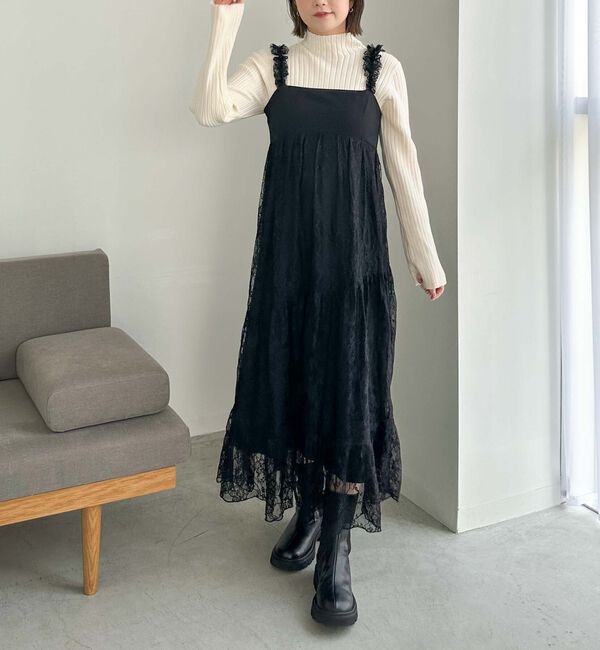 archives「肩フリルレースドッキングワンピース」|ワンピース|