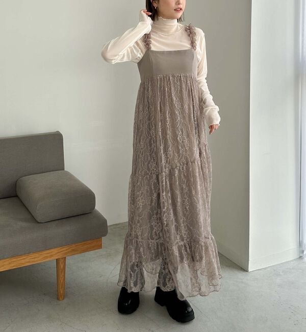 archives「肩フリルレースドッキングワンピース」|ワンピース|