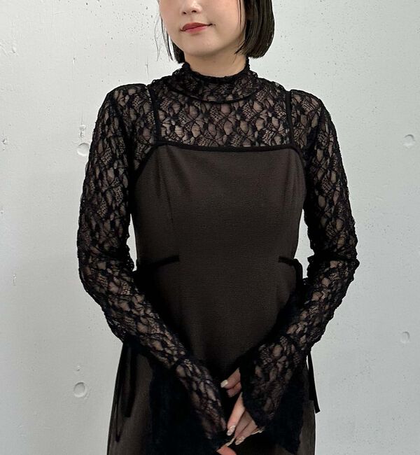 archives「カットレースハイネックＴＯＰＳ」|Tシャツ・カットソー|BLACK