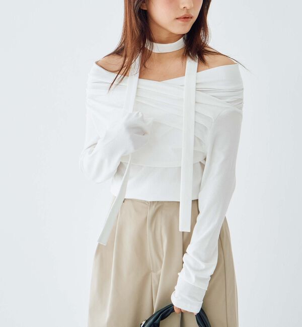 archives「タックドレープオフショルＴＯＰＳ」|Tシャツ・カットソー|OFF WHITE