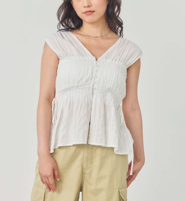 archives「【ＳＥＴ　ＵＰ対応】ギャザーストライプノースリブラウス」|シャツ・ブラウス|