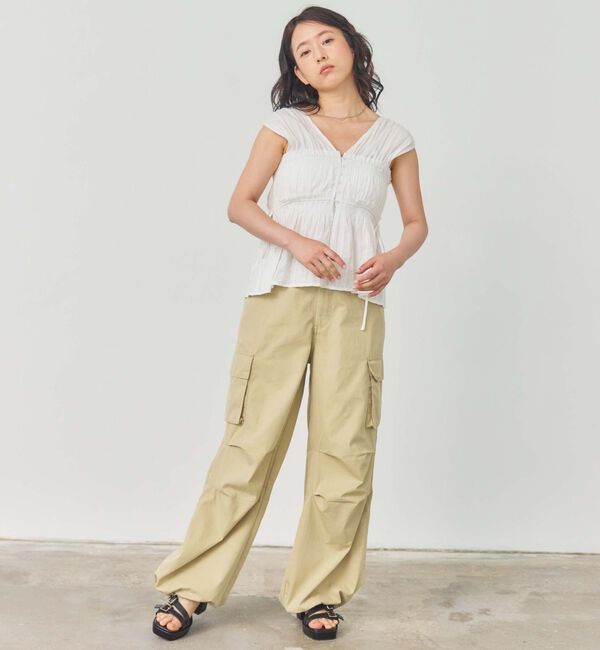 archives「【ＳＥＴ　ＵＰ対応】ギャザーストライプノースリブラウス」|シャツ・ブラウス|