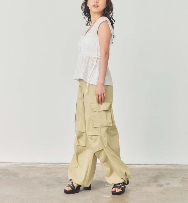 archives「【ＳＥＴ　ＵＰ対応】ギャザーストライプノースリブラウス」|シャツ・ブラウス|