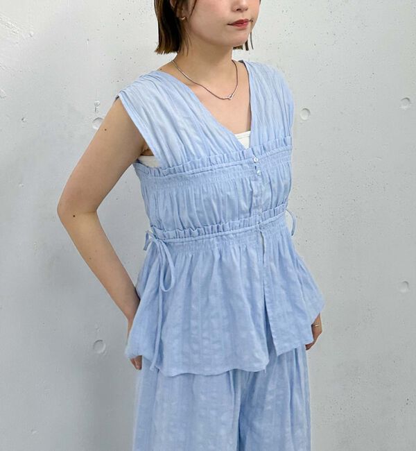 archives「【ＳＥＴ　ＵＰ対応】ギャザーストライプノースリブラウス」|シャツ・ブラウス|