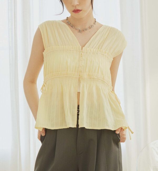 archives「【ＳＥＴ　ＵＰ対応】ギャザーストライプノースリブラウス」|シャツ・ブラウス|