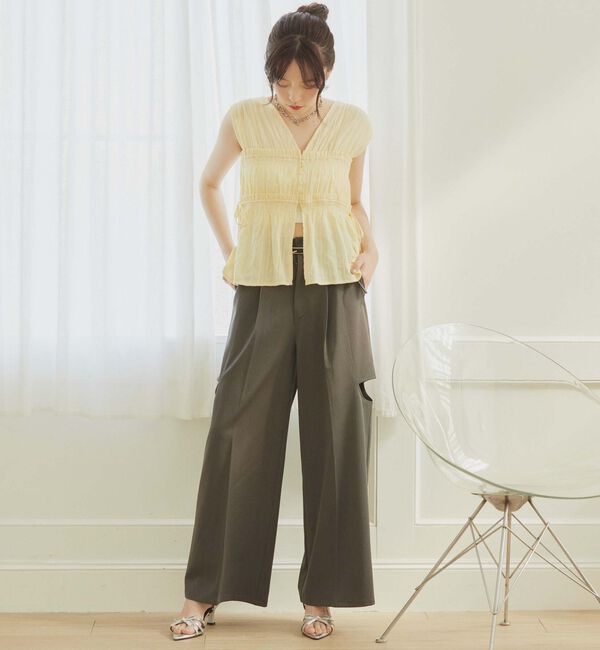 archives「【ＳＥＴ　ＵＰ対応】ギャザーストライプノースリブラウス」|シャツ・ブラウス|