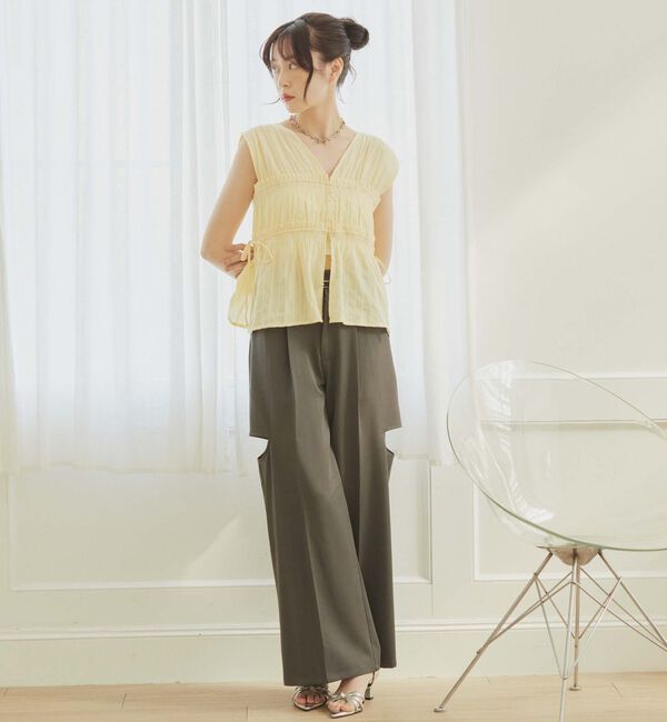 archives「【ＳＥＴ　ＵＰ対応】ギャザーストライプノースリブラウス」|シャツ・ブラウス|