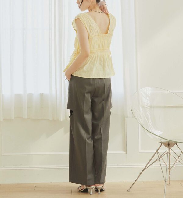 archives「【ＳＥＴ　ＵＰ対応】ギャザーストライプノースリブラウス」|シャツ・ブラウス|