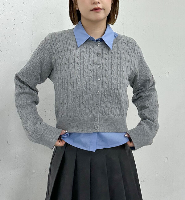 archives「ケーブルニットＣＤ&times;シャツＳＥＴ」|カーディガン|GRAY