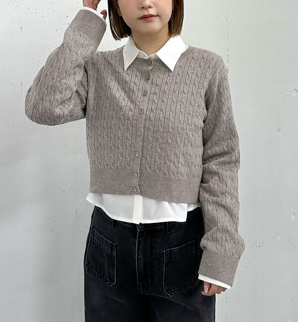 archives「ケーブルニットＣＤ&times;シャツＳＥＴ」|カーディガン|