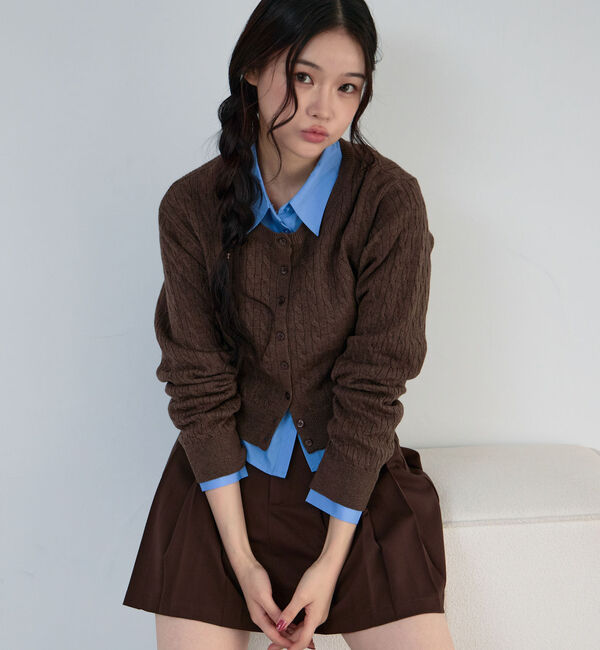 archives「ケーブルニットＣＤ&times;シャツＳＥＴ」|カーディガン|