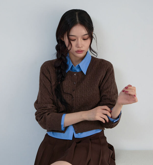 archives「ケーブルニットＣＤ&times;シャツＳＥＴ」|カーディガン|