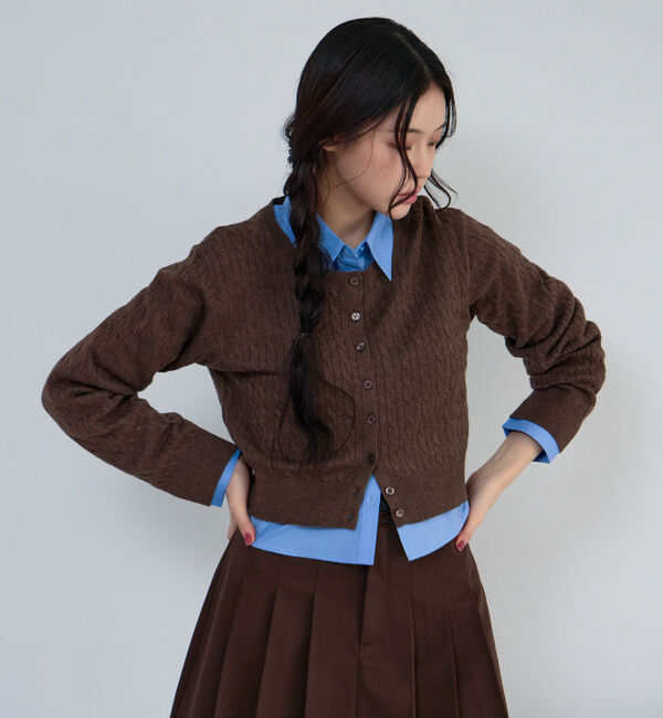 archives「ケーブルニットＣＤ&times;シャツＳＥＴ」|カーディガン|