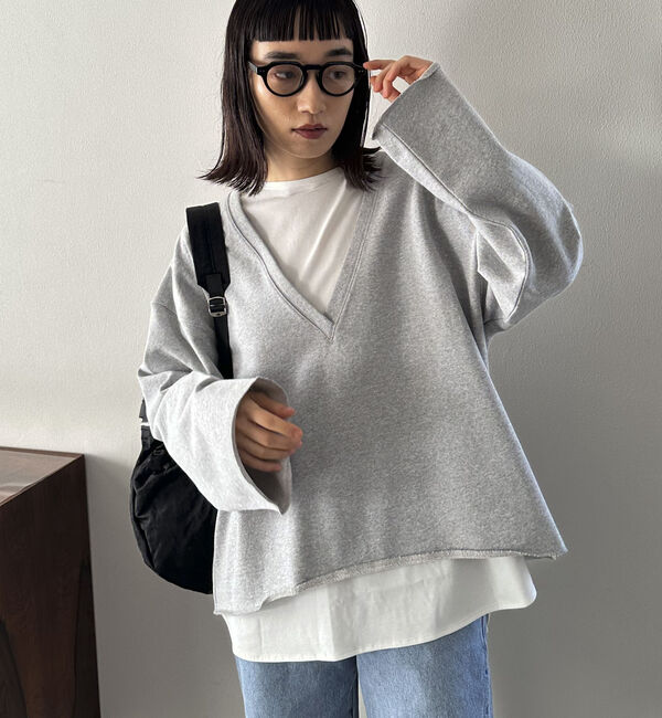 Doux archives「ＵＳコットンロンＴｅｅレイヤードスウェット」|カーディガン|GRAY