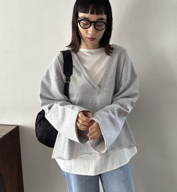 Doux archives「ＵＳコットンロンＴｅｅレイヤードスウェット」|カーディガン|