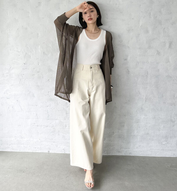 Doux archives「ウォッシャブルコットンオープンメッシュカーディガン」|カーディガン|