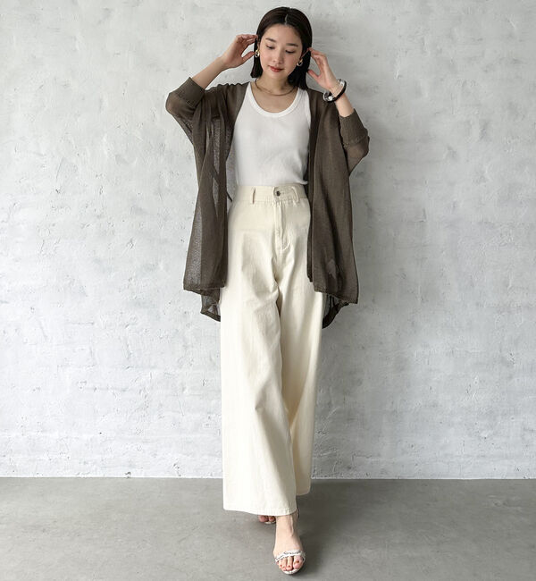 Doux archives「ウォッシャブルコットンオープンメッシュカーディガン」|カーディガン|