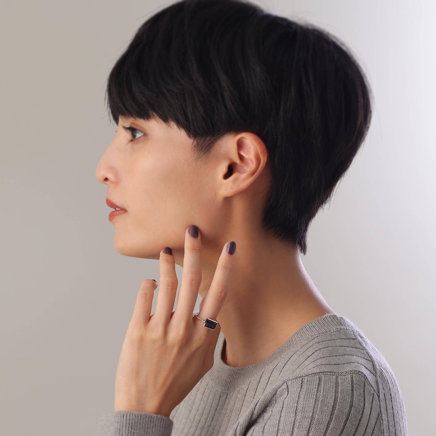 COCOSHNIK「K10ラブラドライト バフトップカット リング」|リング|