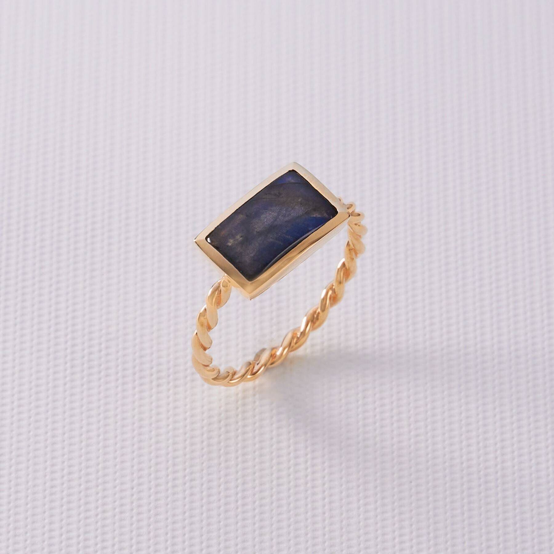 COCOSHNIK「K10ラブラドライト バフトップカット リング」|リング|