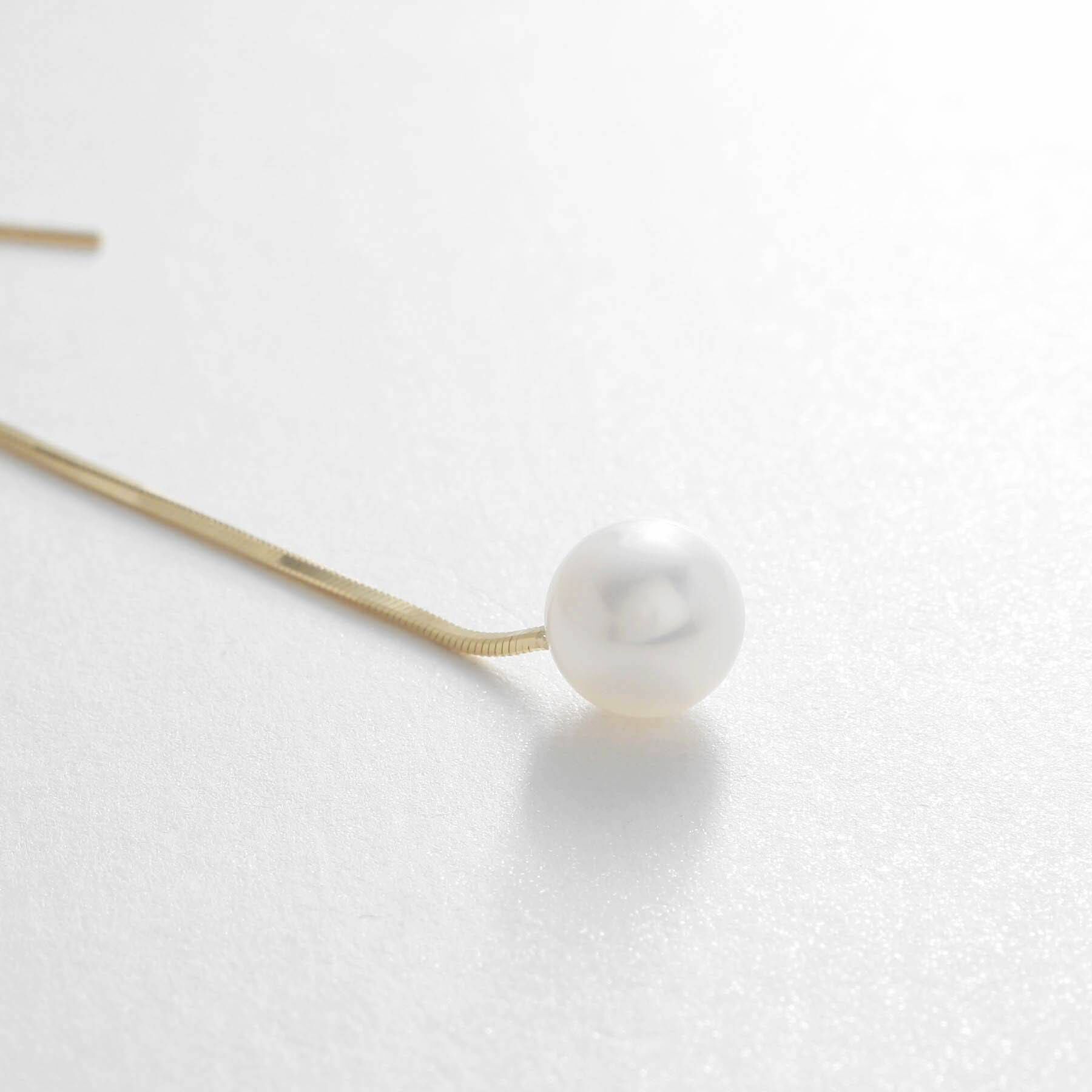 COCOSHNIK「K18パール コンパクトチェーン フックピアス」|ピアス|