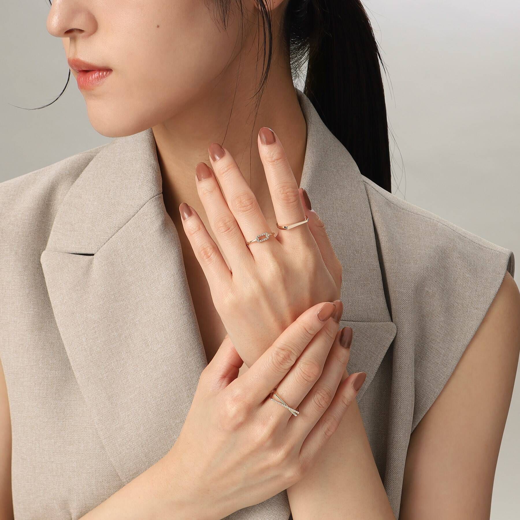 COCOSHNIK「K10ダイヤモンド リンクチェーンモチーフ リング」|リング|