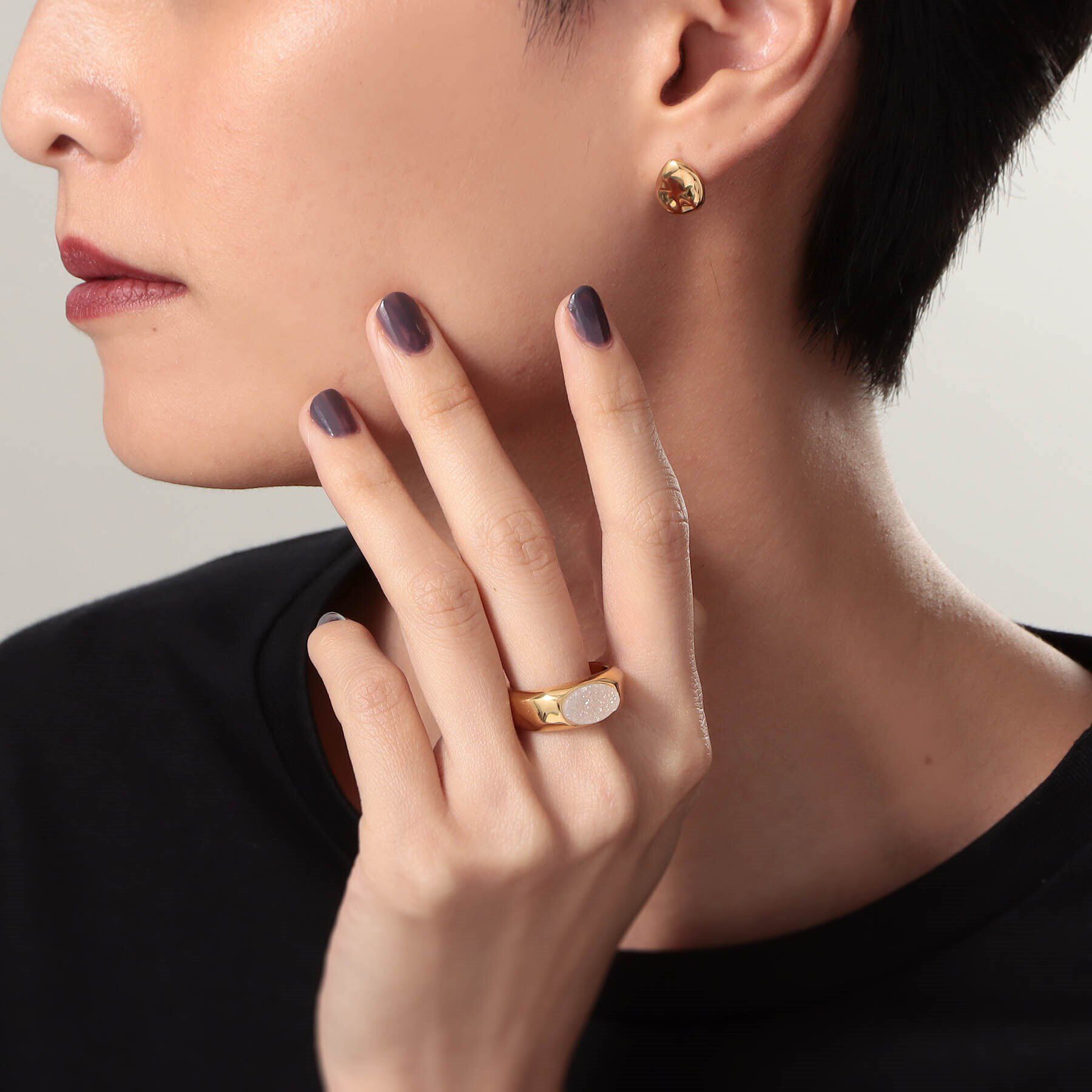 COCOSHNIK ONKITSCH「シルバー カラーストーン ホワイトドルジーアゲート ニュアンスリングL GP」|リング|