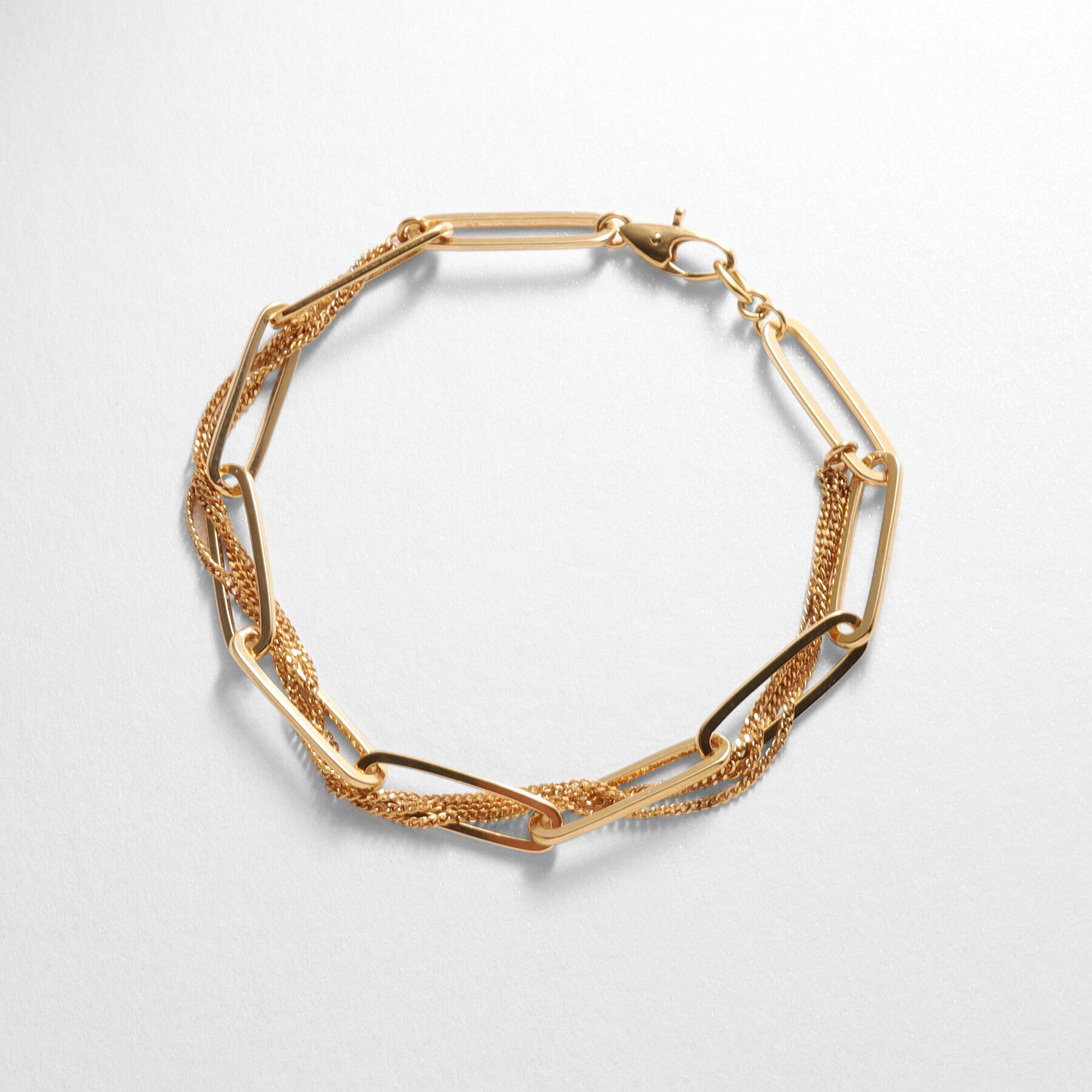 COCOSHNIK ONKITSCH「シルバー ミックスチェーン フラットカーブ スルー ブレスレット GP」|ブレスレット・バングル|