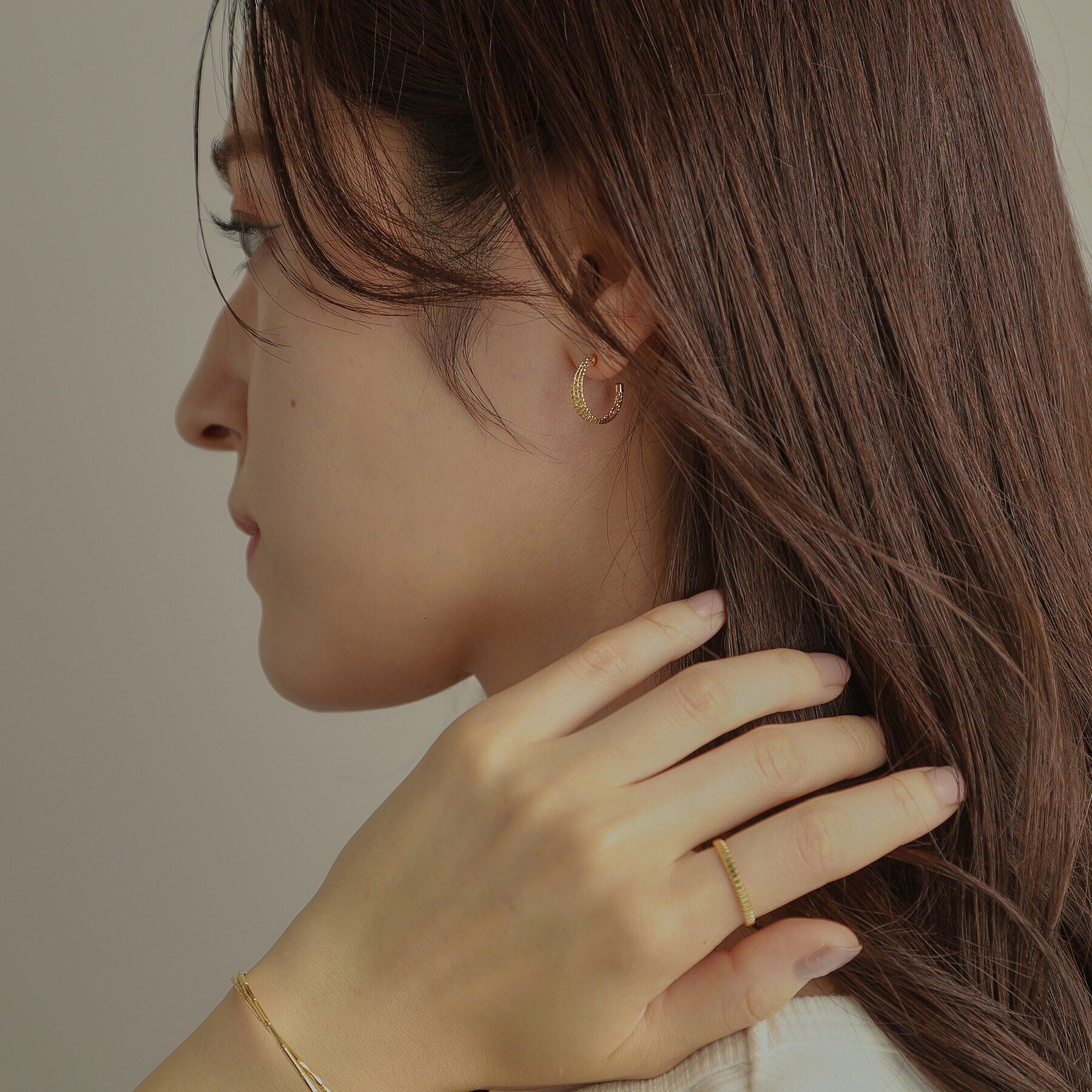 COCOSHNIK「K18ミラーカット7連 フープピアス」|ピアス|