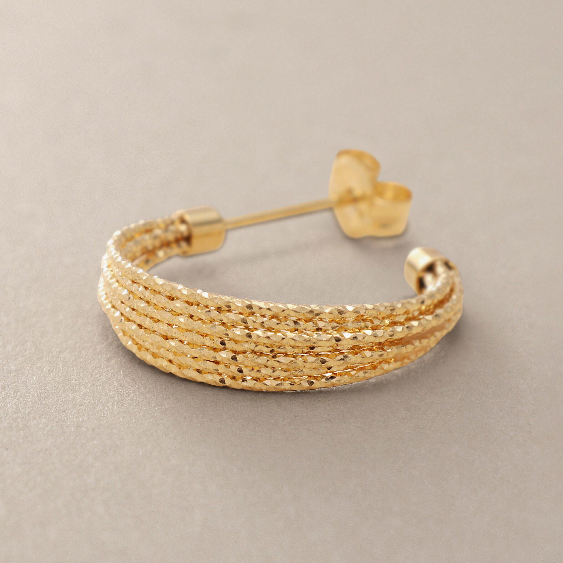 COCOSHNIK「K18ミラーカット7連 フープピアス」|ピアス|