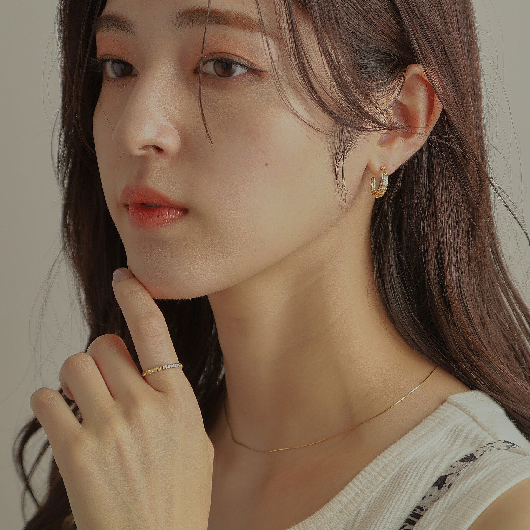 COCOSHNIK「K18ミラーカット7連 フープピアス」|ピアス|