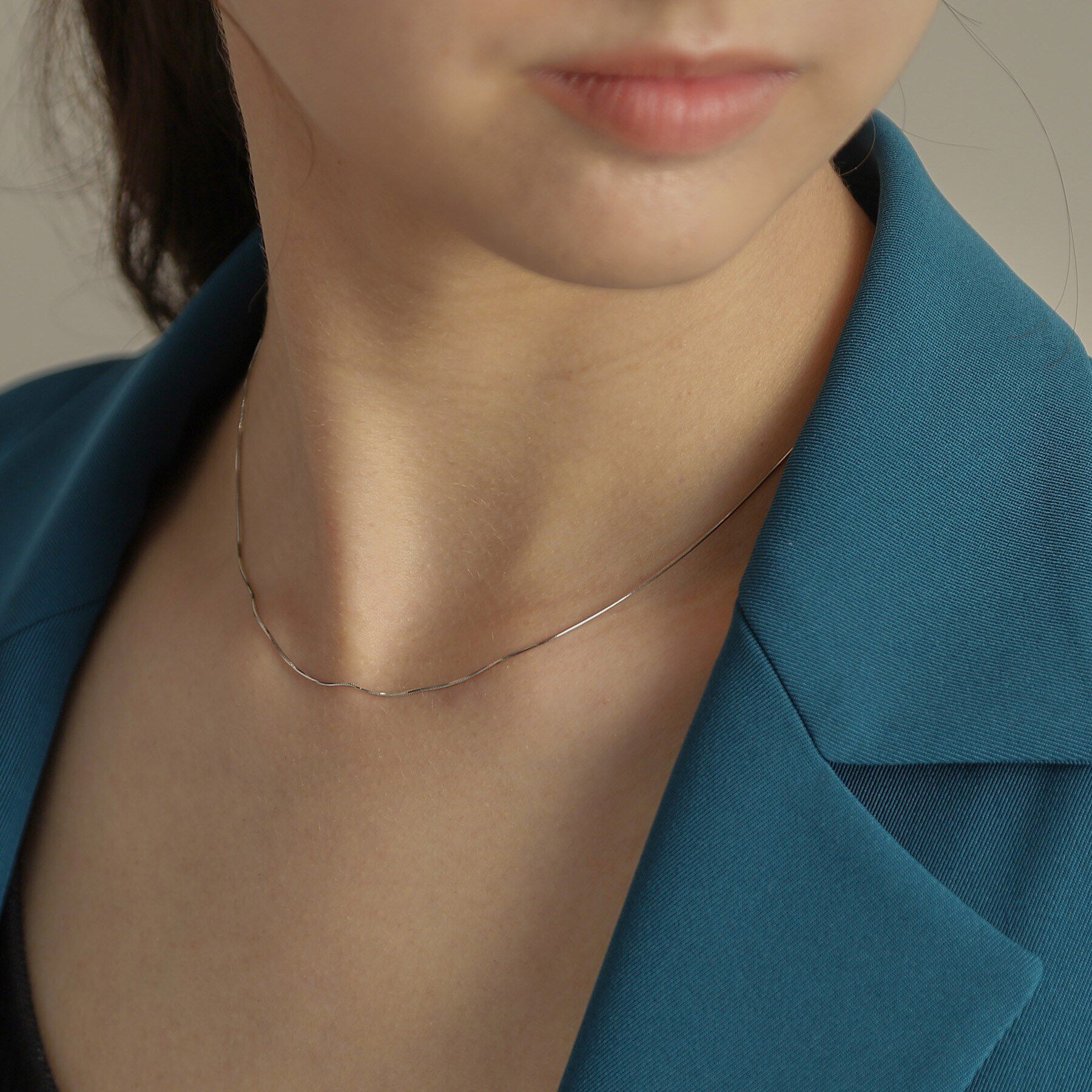 COCOSHNIK「プラチナ コンパクトチェーン ネックレス（40cm）」|ネックレス|