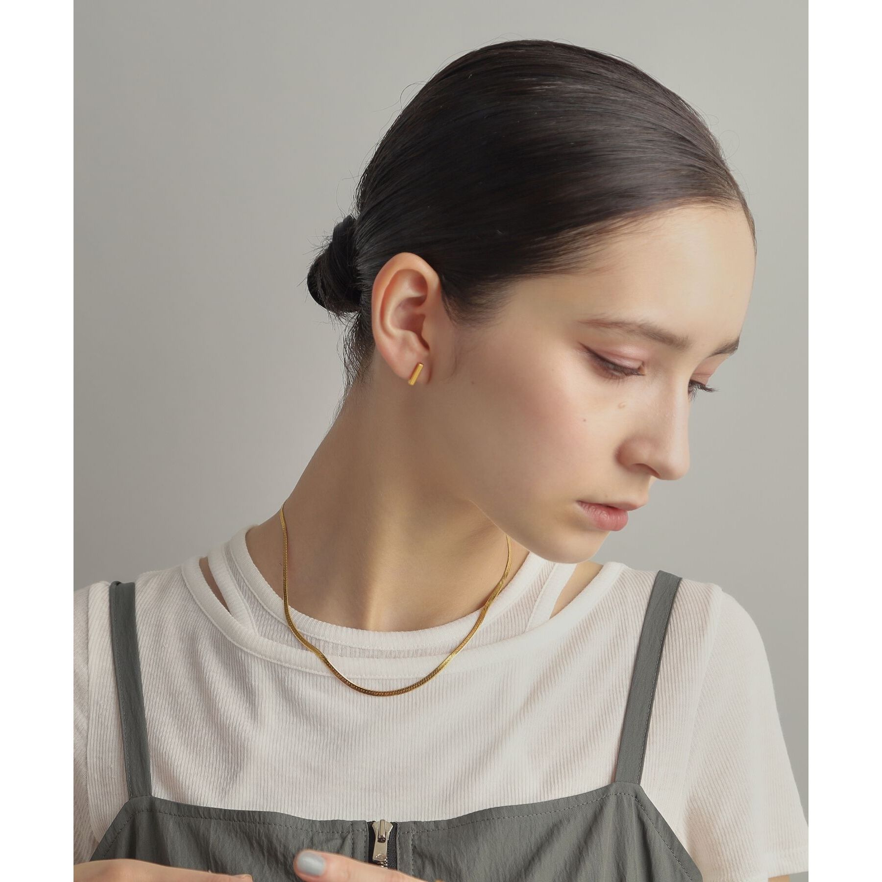 COCOSHNIK ONKITSCH「シルバー デザインチェーン フラットスネークネックレスM GP」|ネックレス|