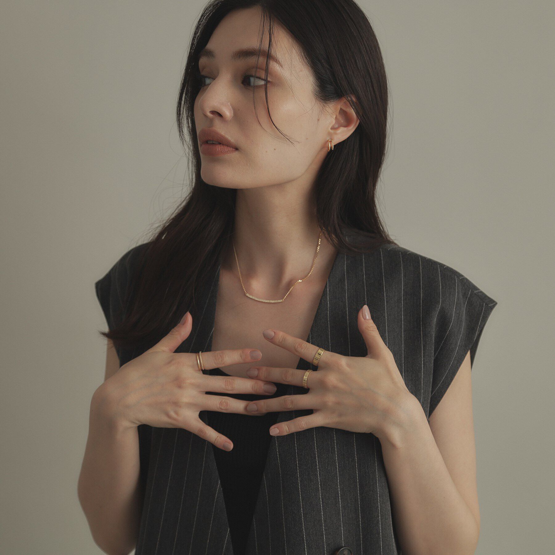 COCOSHNIK「K18ダイヤモンド スリット リング」|リング|