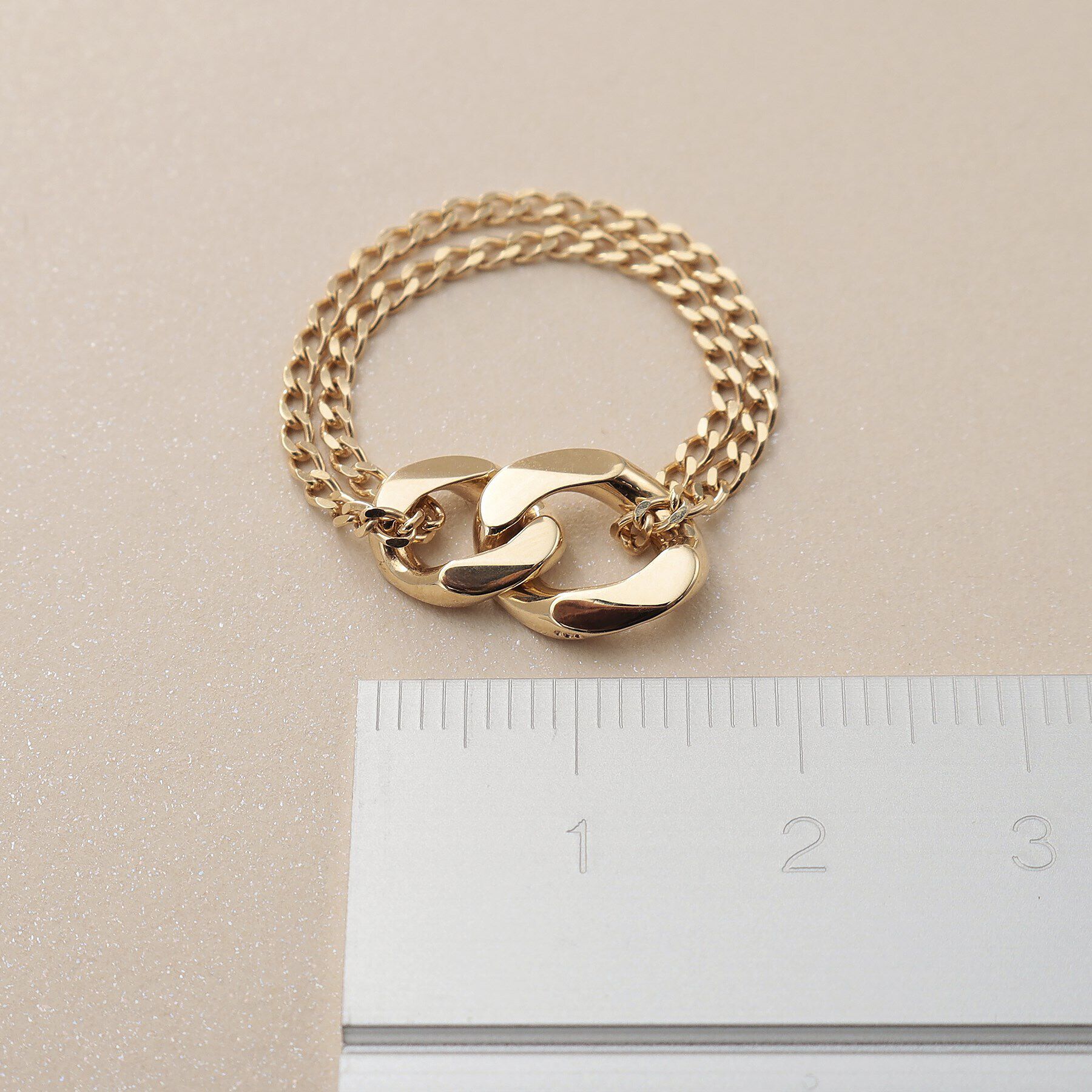 COCOSHNIK「K10キヘイモチーフダブルチェーン リング大」|リング|