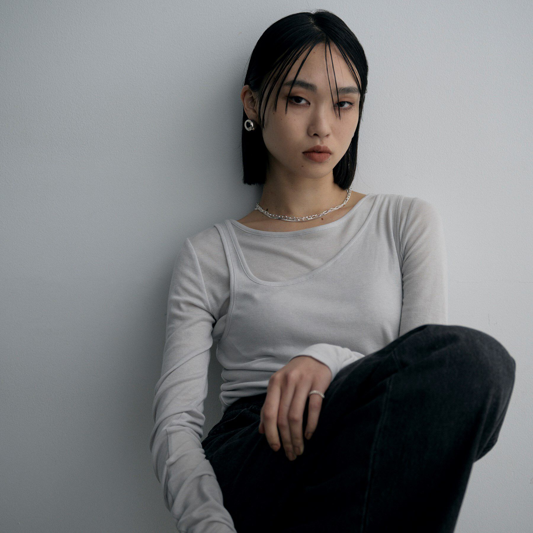 COCOSHNIK ONKITSCH「シルバー コンビネーションチェーン クアッドネックレス」|ネックレス|