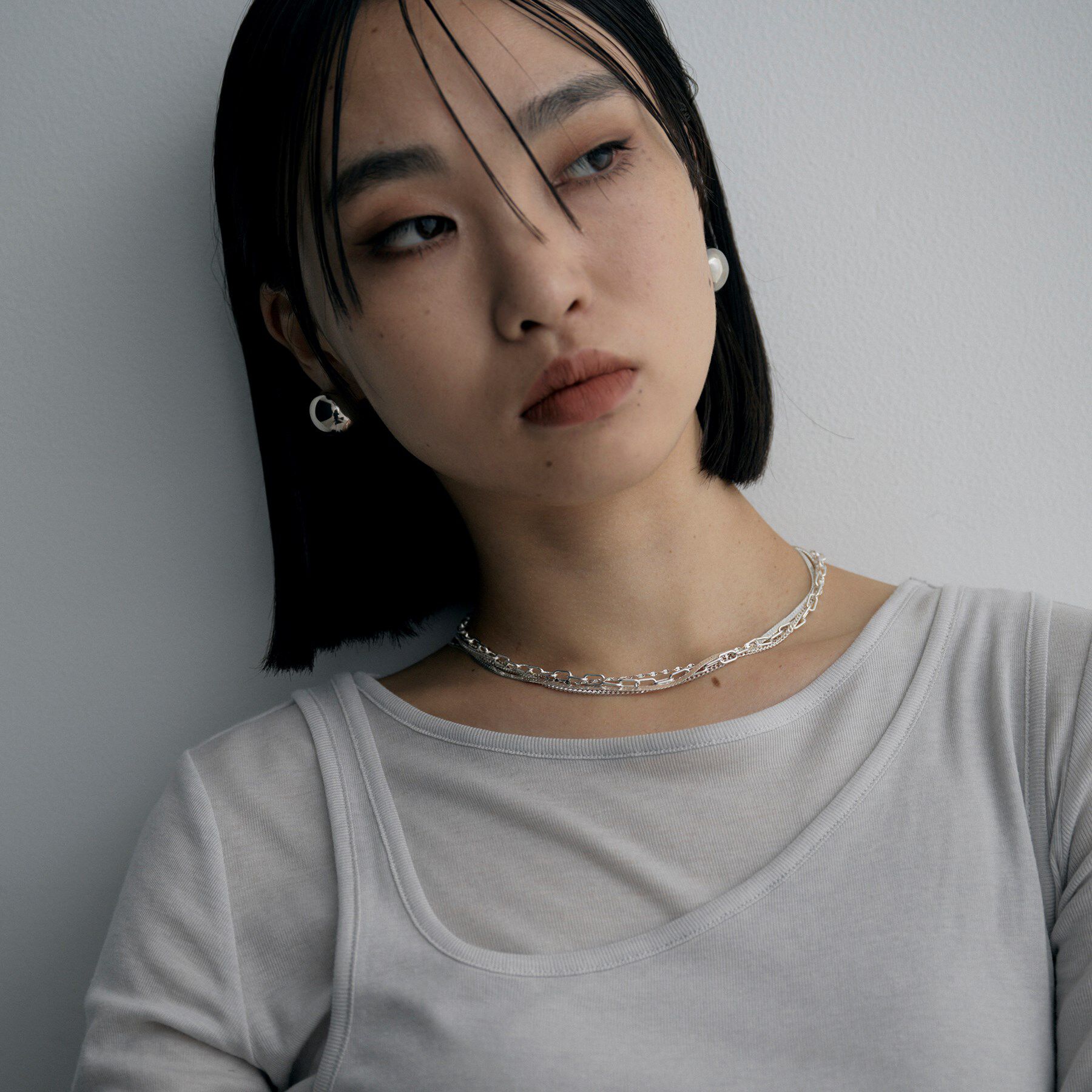 COCOSHNIK ONKITSCH「シルバー コンビネーションチェーン クアッドネックレス」|ネックレス|